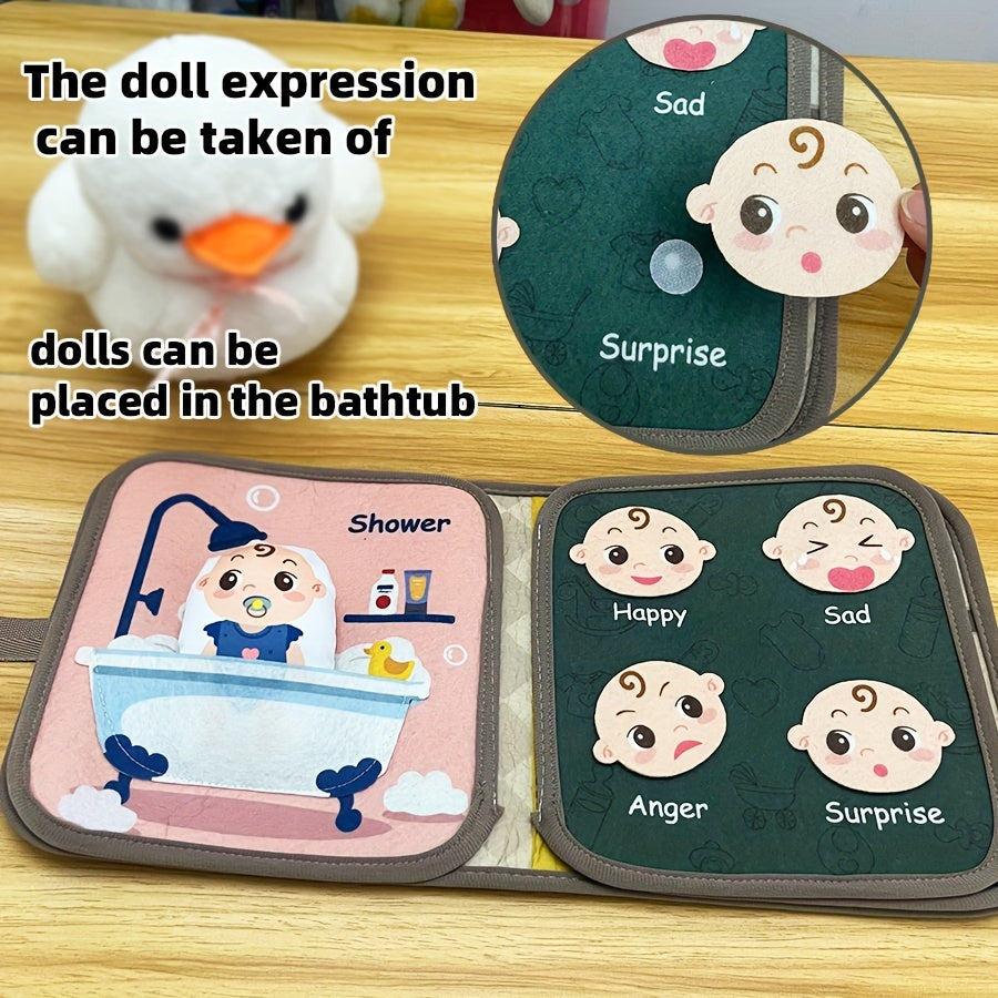 Interactive Toddler Cognition Book Baby Soft Toy Emotion Fabric Book