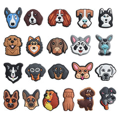 21pcs Dog Pattern Decorative Charms for Clogs Bubble Slides Sandals PVC Shoes
