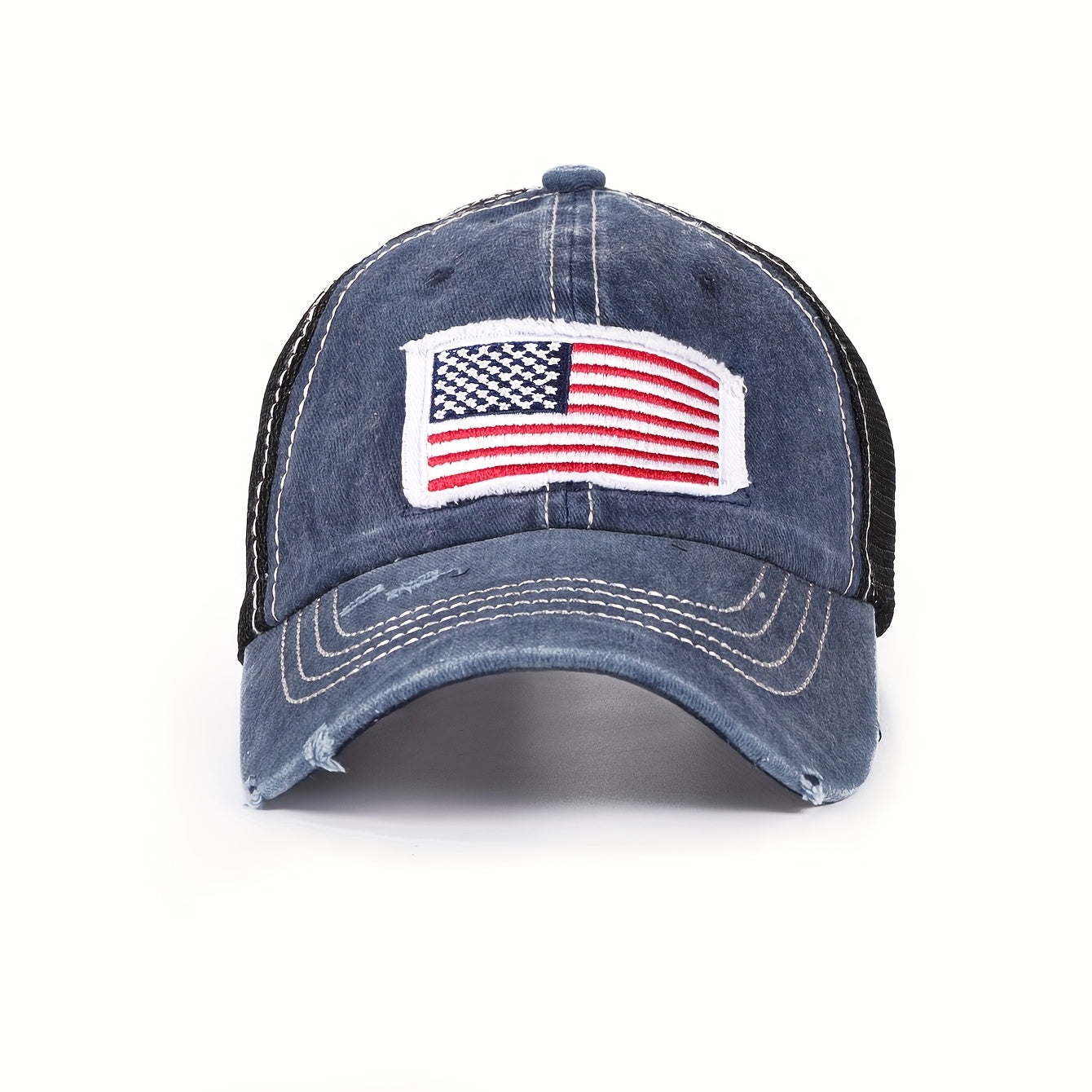 Distressed Trucker Hat Flag Patch Baseball Cap