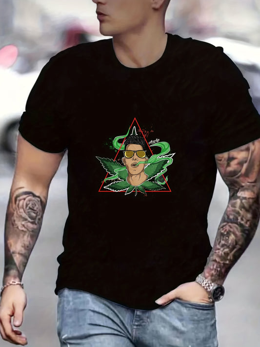 Comic Man Smoke Print Men's Graphic T-shirt