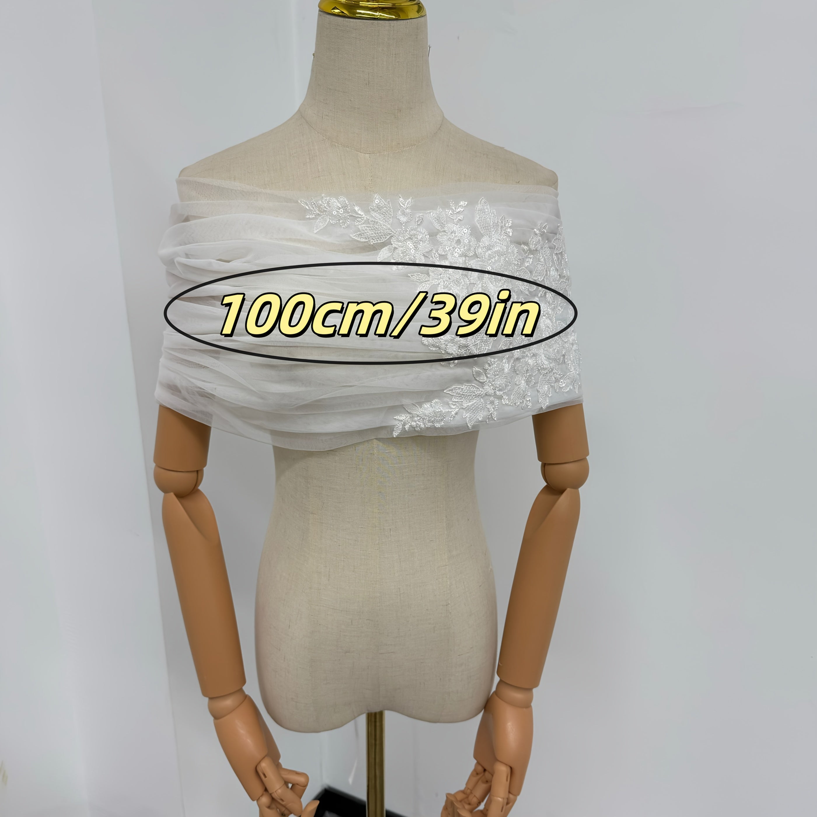 Royal Bridal Off Shoulder Wedding Veil Shawl Lightweight Tulle Ivory