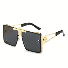 Men's Large Metal Frame UV Sunglasses with Case & Cloth
