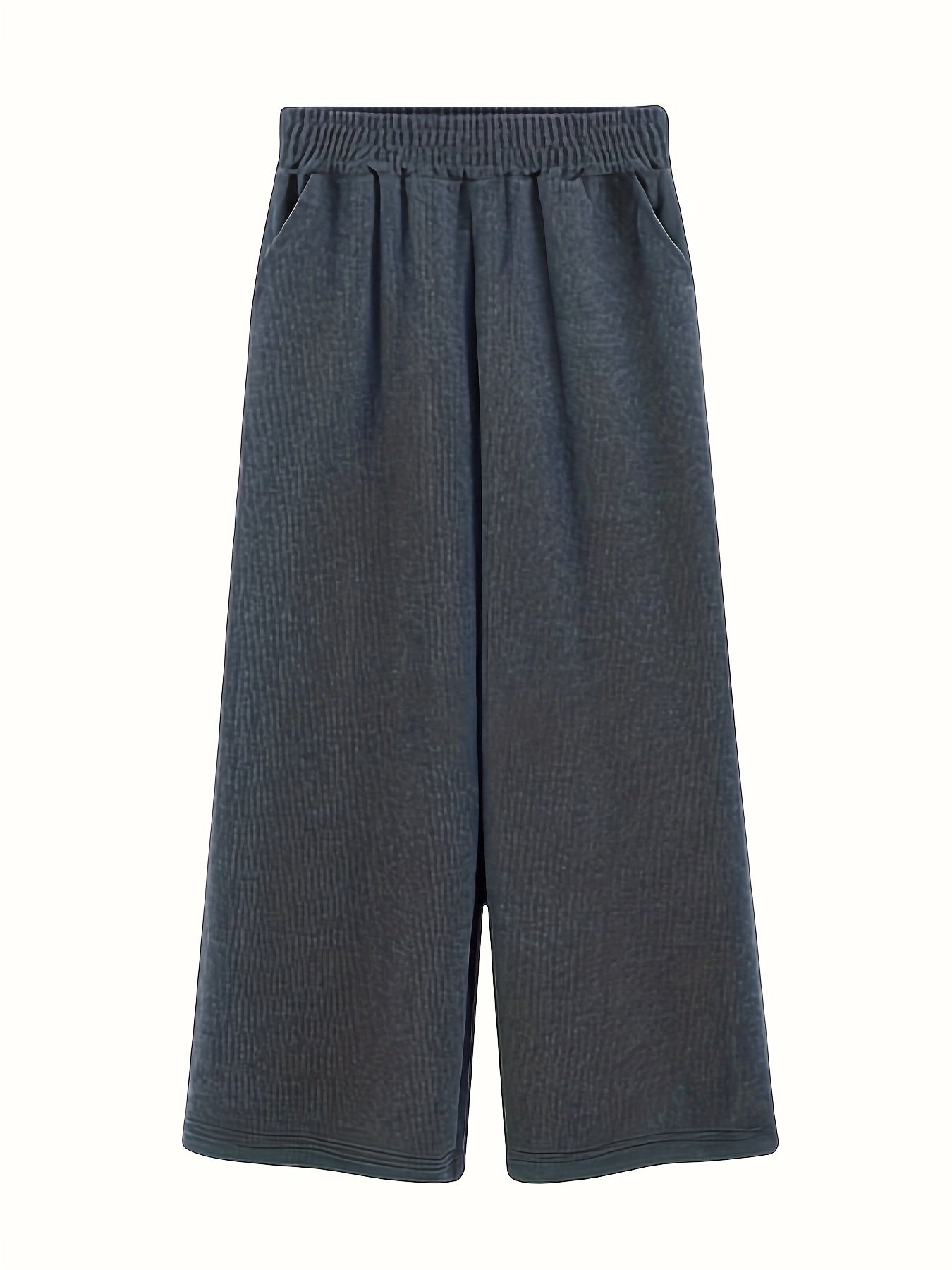  Ribbed High Rise Wide Leg Trousers