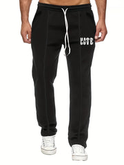 Gothic Letter Print Casual Drawstring Pants for Men