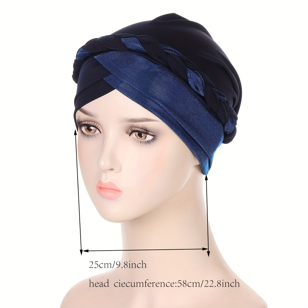 Glitter Twist Braided Turban Beanie Head Scarf Chemo Cap