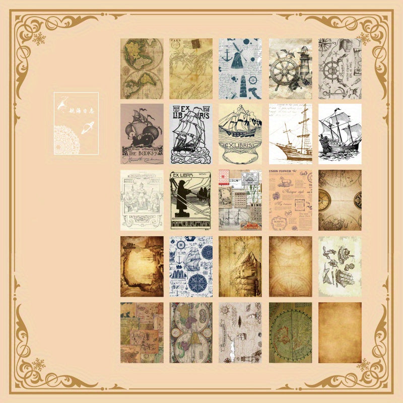 25 Sheets Vintage Memories Notebook Paper DIY Antique Ephemera Scrapbooking