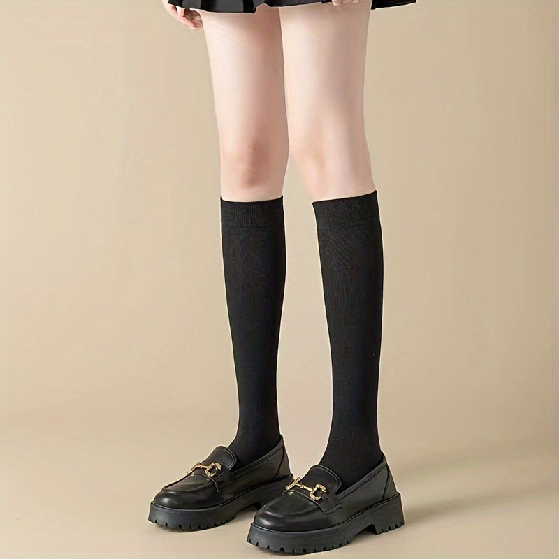 2 Pairs College Style Knee High Socks Women's Stockings