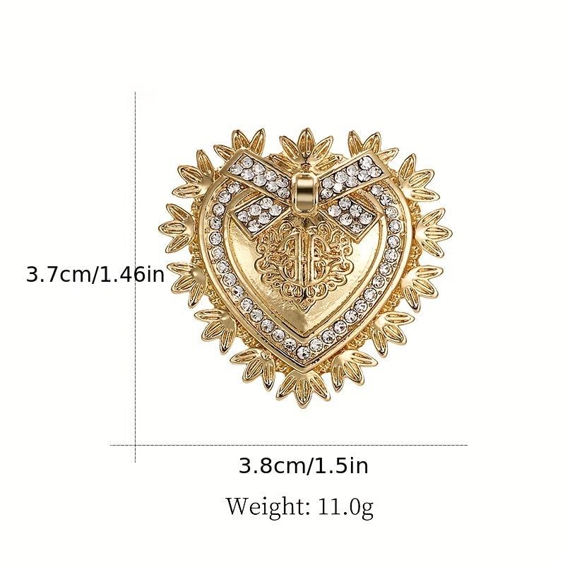 Golden Plated Heart Brooch For Men