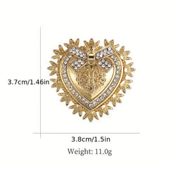 Golden Plated Heart Brooch For Men