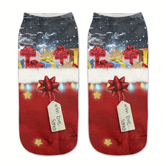 4 Pairs Christmas Print Low Cut Socks Women's Stockings