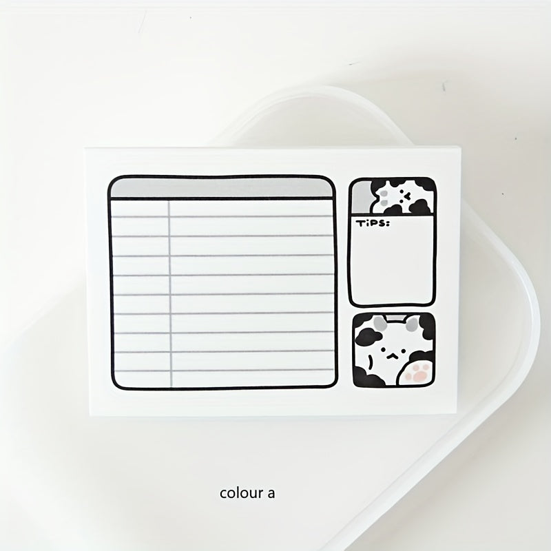 Cow Cat Student Memo Pad Non Sticky Paper Learning Notes