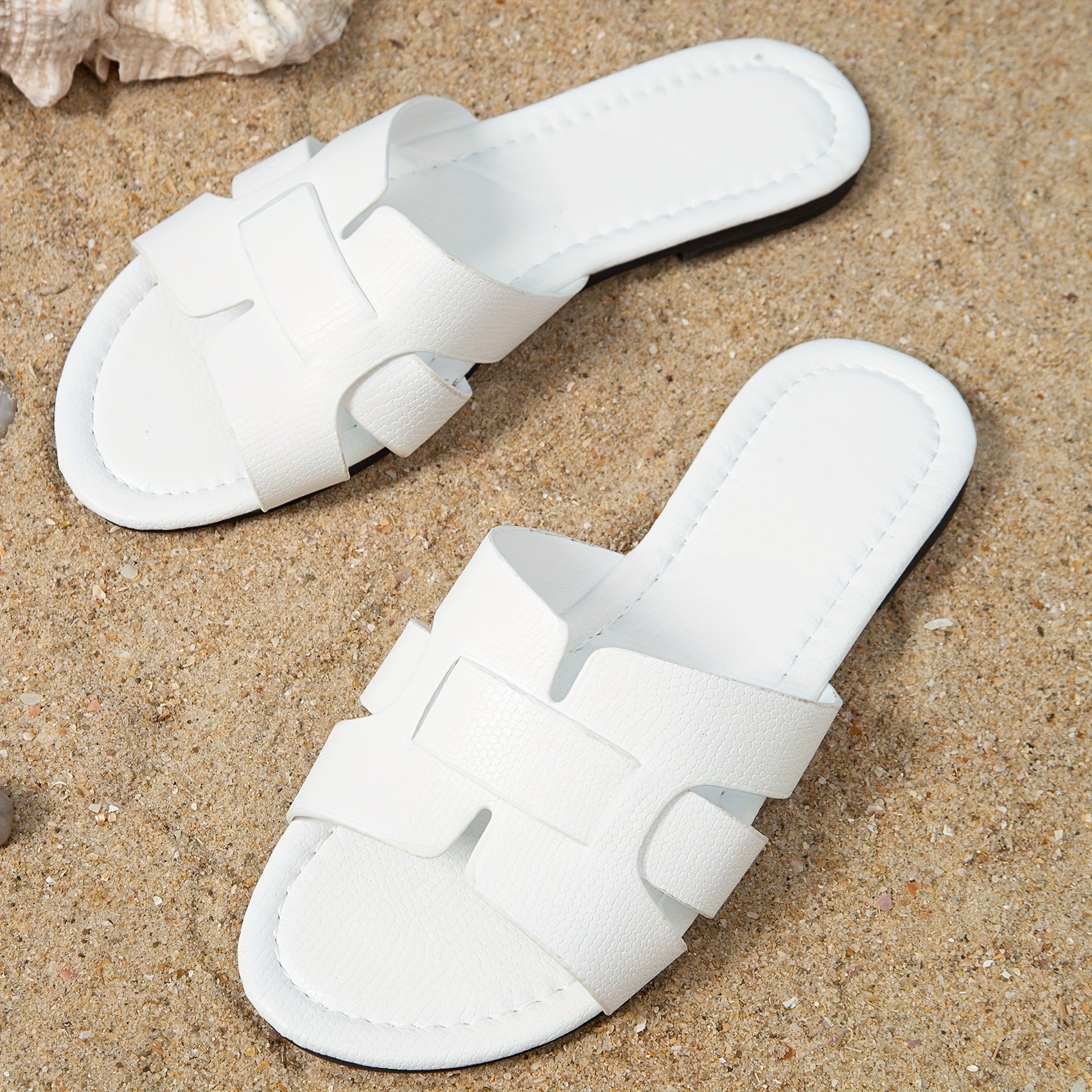 Women's Casual Flat Slide Shoes Open Toe Slip-On Indoor/Outdoor Slides