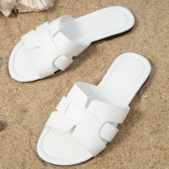 Women's Casual Flat Slide Shoes Open Toe Slip-On Indoor/Outdoor Slides