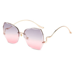 Gradient Rhinestone Oversized Polygon Sunglasses With Case