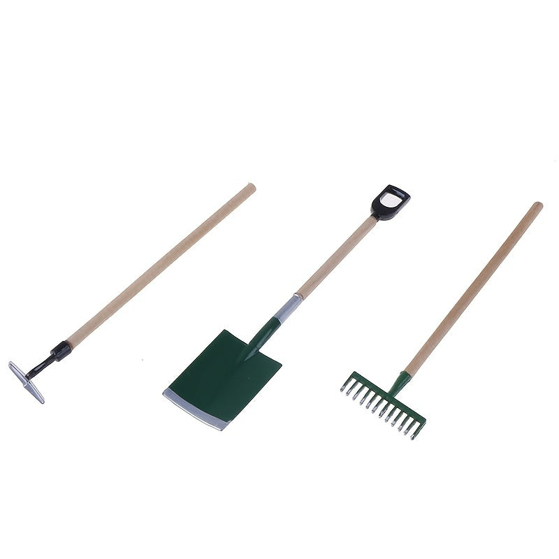 Doll House Mini Garden Toy Set Of 3 Ornaments Snow Shovel Rake Elf Accessory