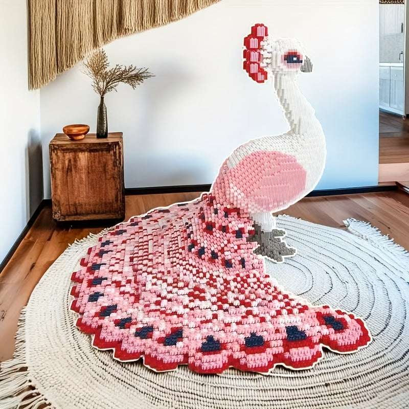 Pink Peacock 3D Puzzle Blocks Assembly Parts Creative Decorations
