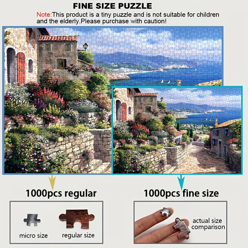 1000 Piece Sky Clouds & Houses Puzzle - Scratch Resistant & Waterproof
