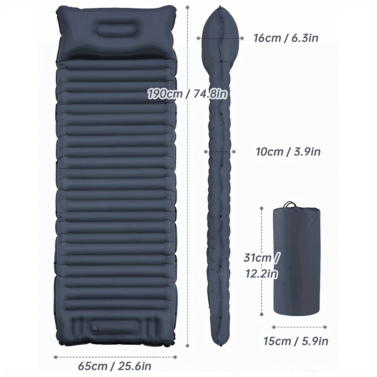 Ultralight Waterproof Sleeping Pad w/ Pillow & Inflatable Bag