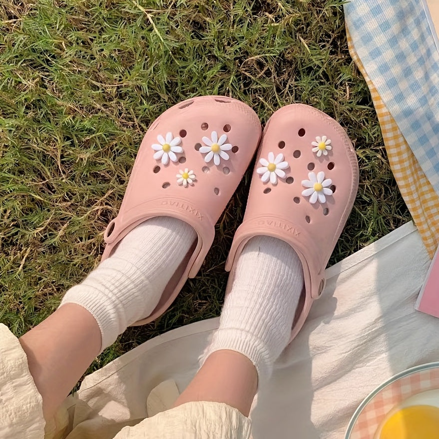 6pcs Daisy Shoe Charms For Clogs Sandals Cute Shoes Decor For Girls Ladies