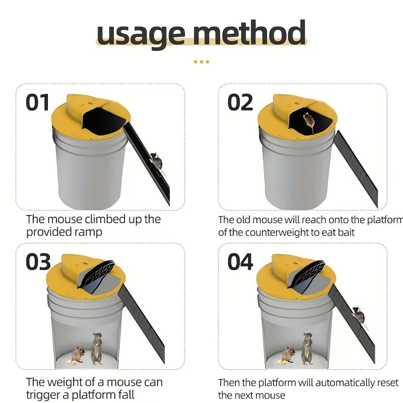 Automatic Reset Flip And Slide Bucket Lid Mouse Trap