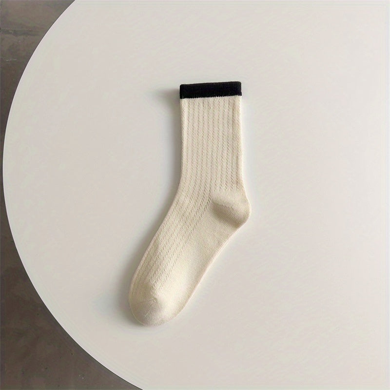 Striped Cotton Mid Calf Socks for Autumn/Winter