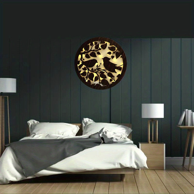 Children's Room Decoration Wall Clock LED Creative Lamp Retro Wooden Sign