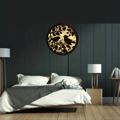 Children's Room Decoration Wall Clock LED Creative Lamp Retro Wooden Sign