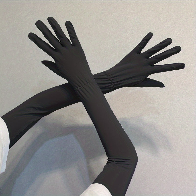 Sunscreen Women's Full Finger Touch Screen Gloves Thin Ice Silk