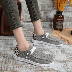 Leopard Print Canvas Shoes Lace Up Lightweight Walking Shoes