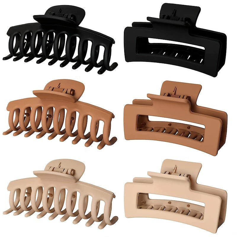 6pcs Large Hair Claw Clips Thick Thin Hair Matte Square Hair Claws Clips