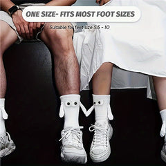 Funny Magnetic Holding Hands Cartoon Mid Calf Socks