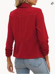  Solid Long Sleeve Open Front Blazer