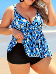  Geo Print Twist Front Tankini Set