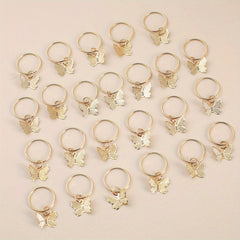 24pcs Butterfly Hair Ring Golden Accessory For Girls Women