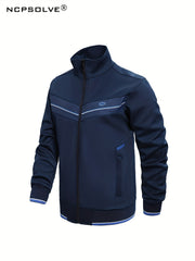 Men's Striped Sports Suit with Jacket & Stretch Pants