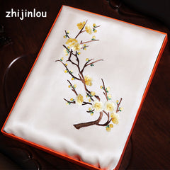 Double Layer Silk Scarf Suzhou Peach Tree Branch Embroidery Silk Scarf