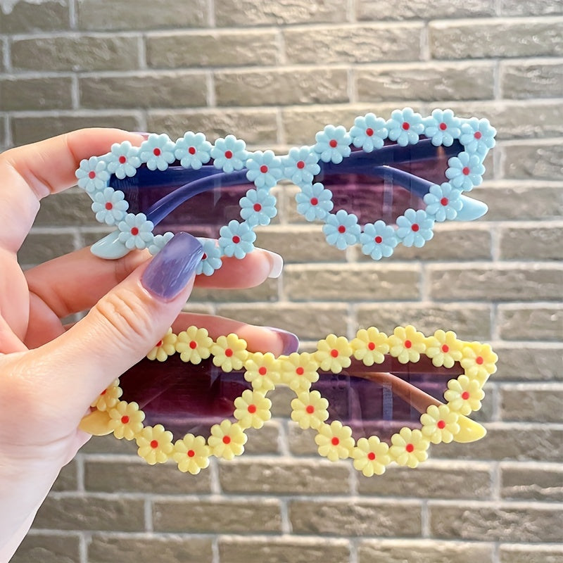 Flower Decor Frame Sun Protection Sunglasses for Kids