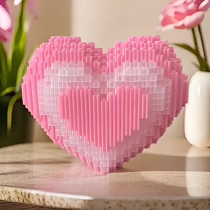 Pink Love Romantic Building Blocks with Small Grains for Couples