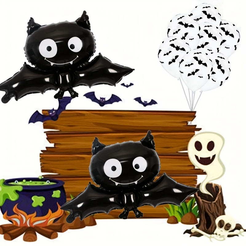 30pcs Halloween Bat Print Balloons Orange Decor 12in