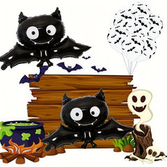 30pcs Halloween Bat Print Balloons Orange Decor 12in