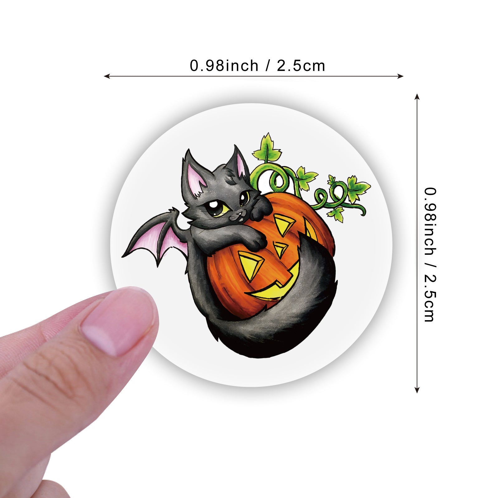 500 Vintage Halloween Vinyl Stickers Roll Pumpkin Witch Pack