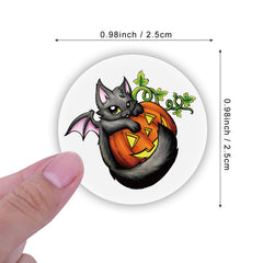 500 Vintage Halloween Vinyl Stickers Roll Pumpkin Witch Pack