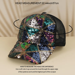 Sequins Block Baseball Cap Mesh Hip Hop Trucker Hat Sunshade Sports Hats