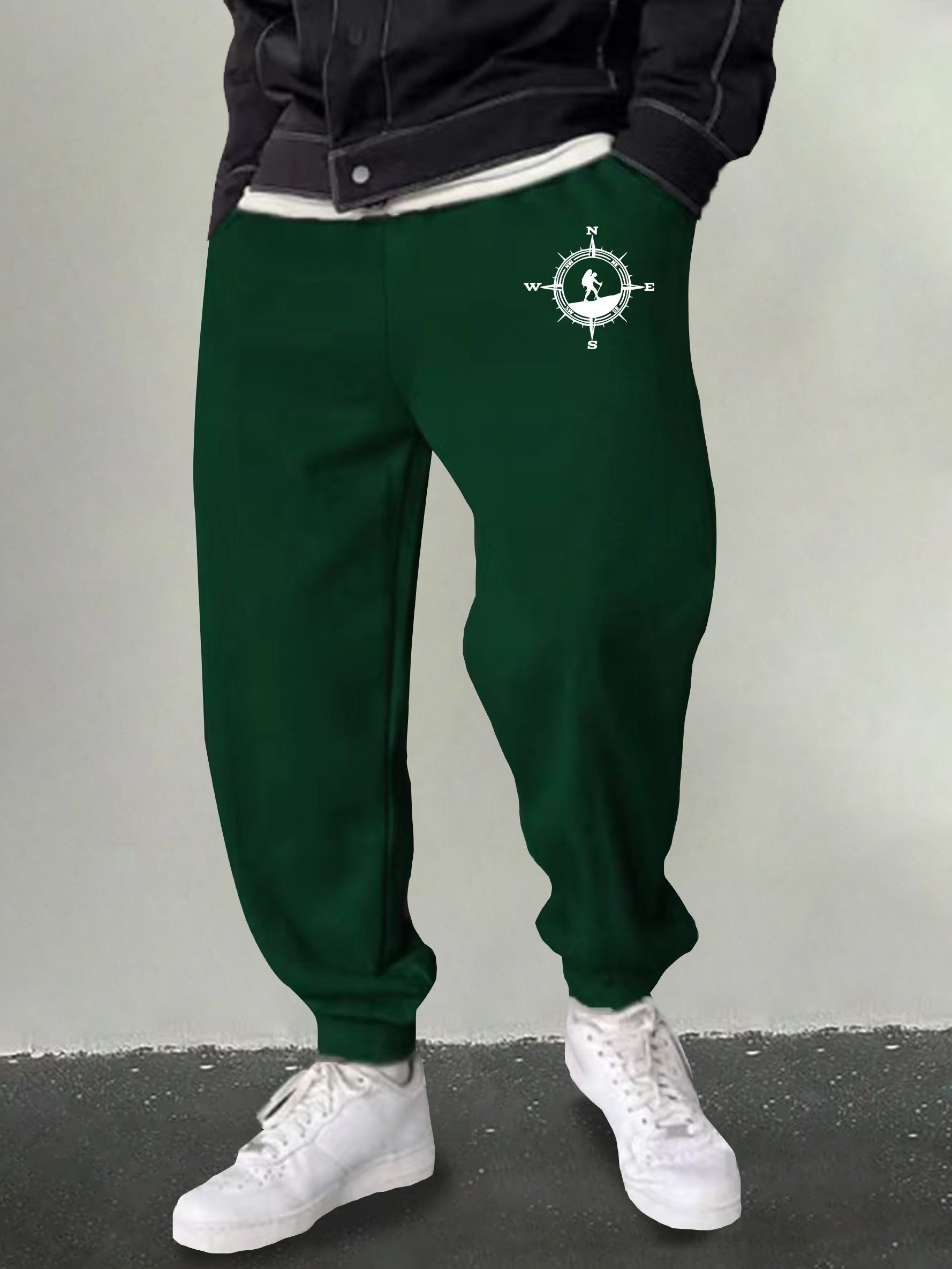 Men's Compass Graphic Sweatpants Casual Stretch Joggers for Outdoor