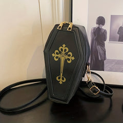 Gothic Coffin Shaped Crossbody Bag for Halloween
