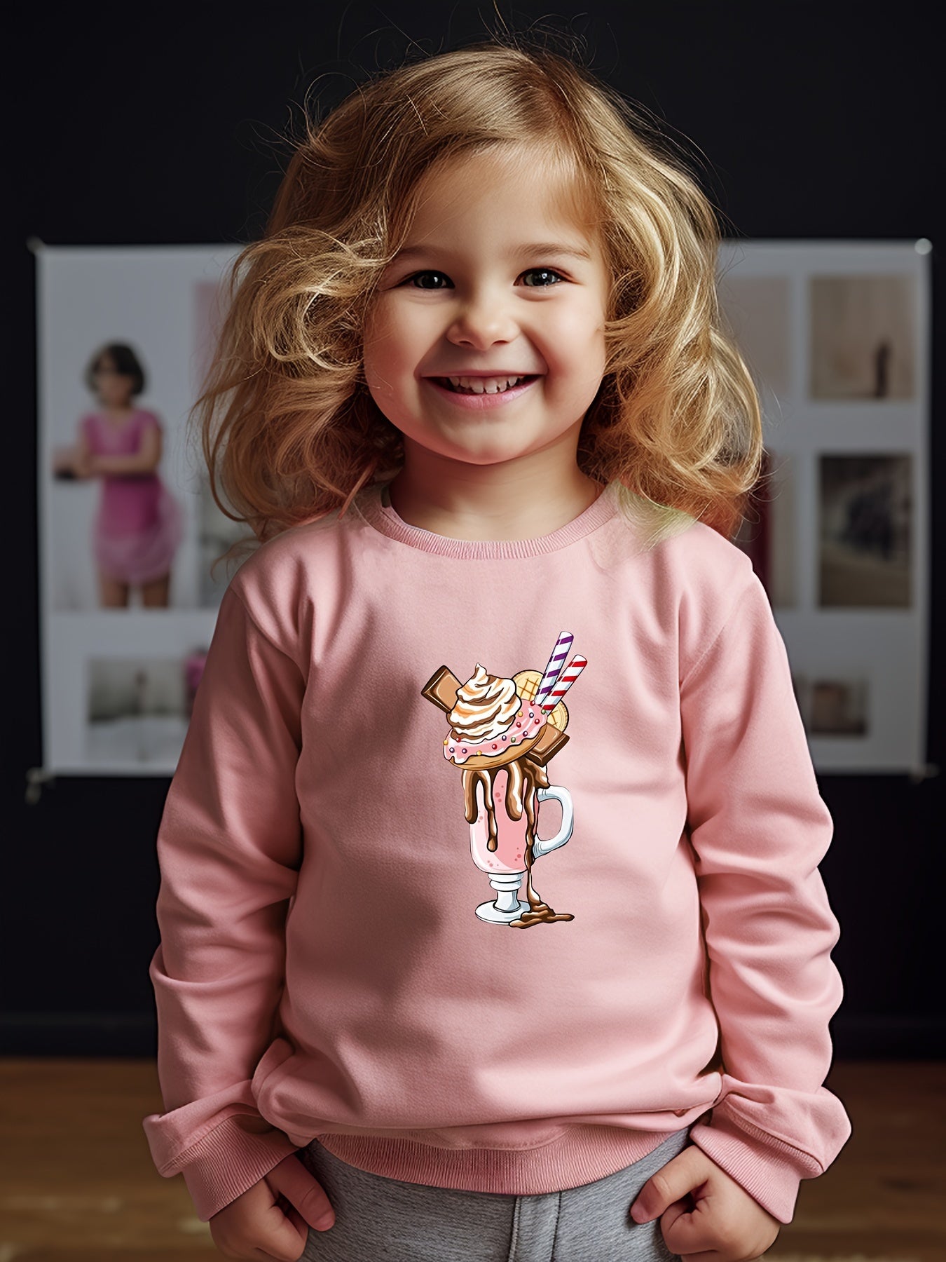 Sweet Ice Cream Coffee Crew Neck Sweatshirt Spring Fall Girls