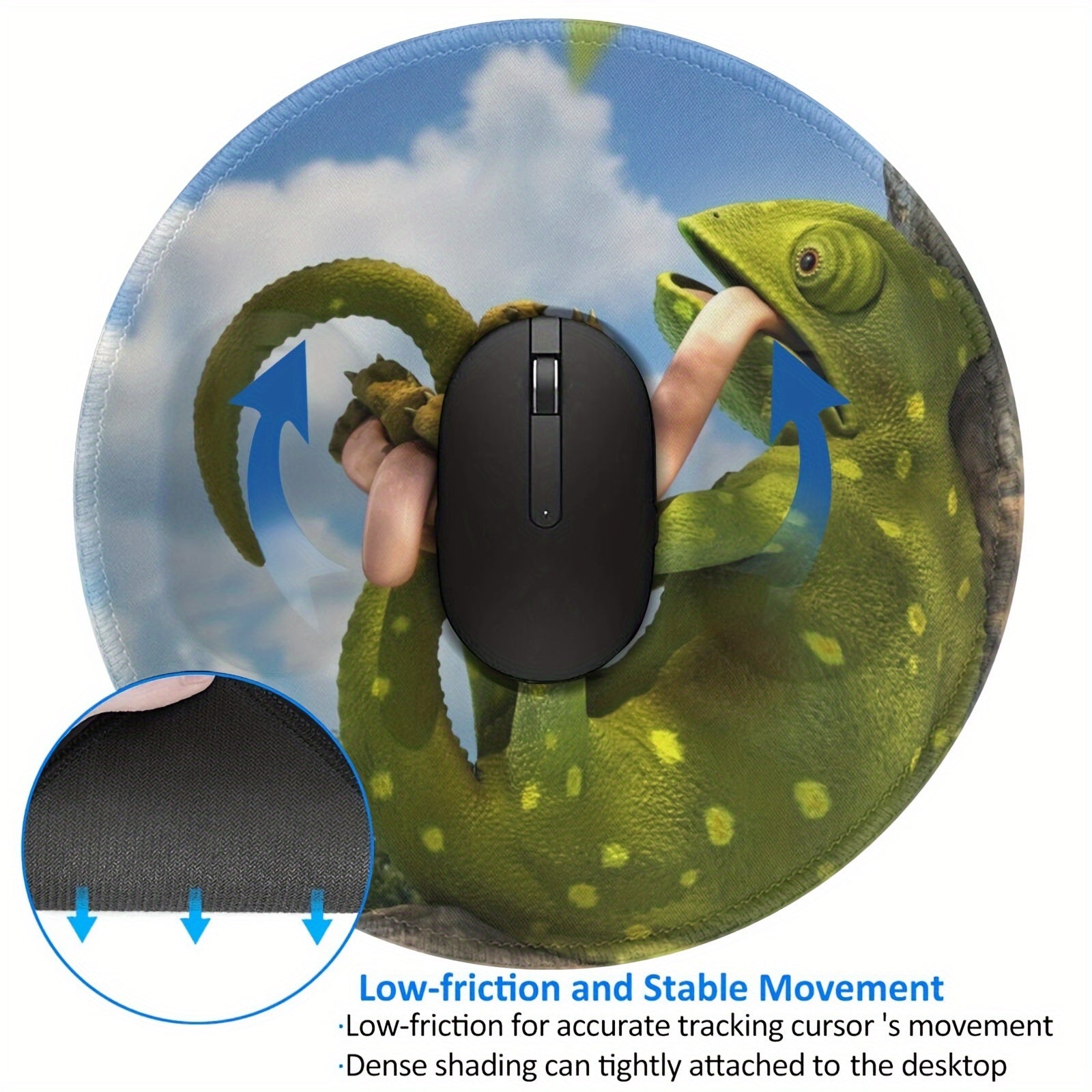 Chameleon Patterned Circular Stitched Edge Mouse Pad - Office Home