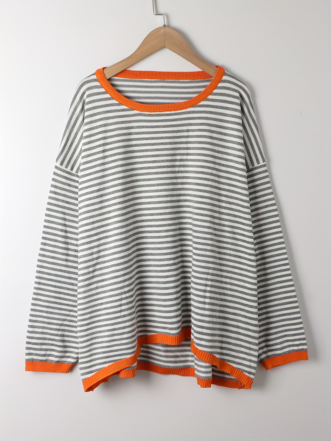  Colorblock Stripe Sweater Round Neck Jumper