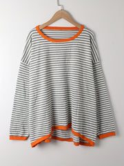  Colorblock Stripe Sweater Round Neck Jumper