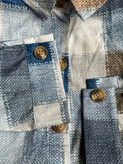  Denim Print Button Up Blouse
